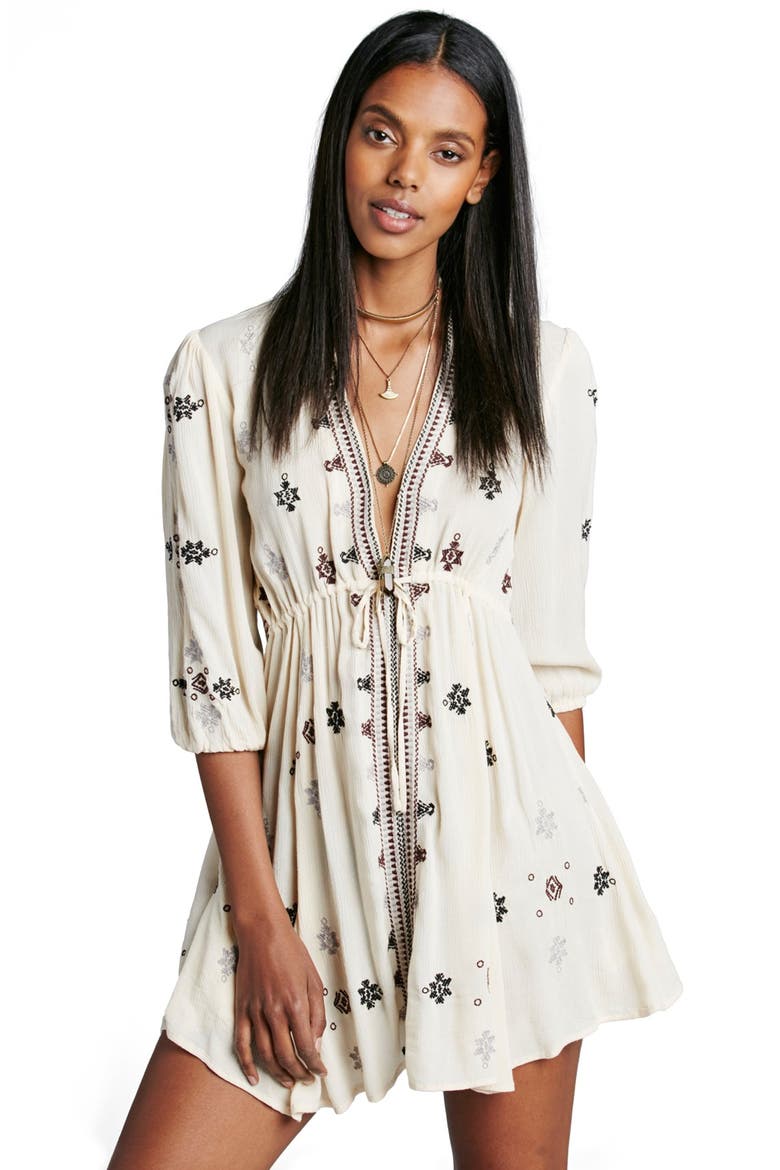'Star Gazer' Embroidered Tunic Dress, Alternate, color, NEUTRAL COMBO