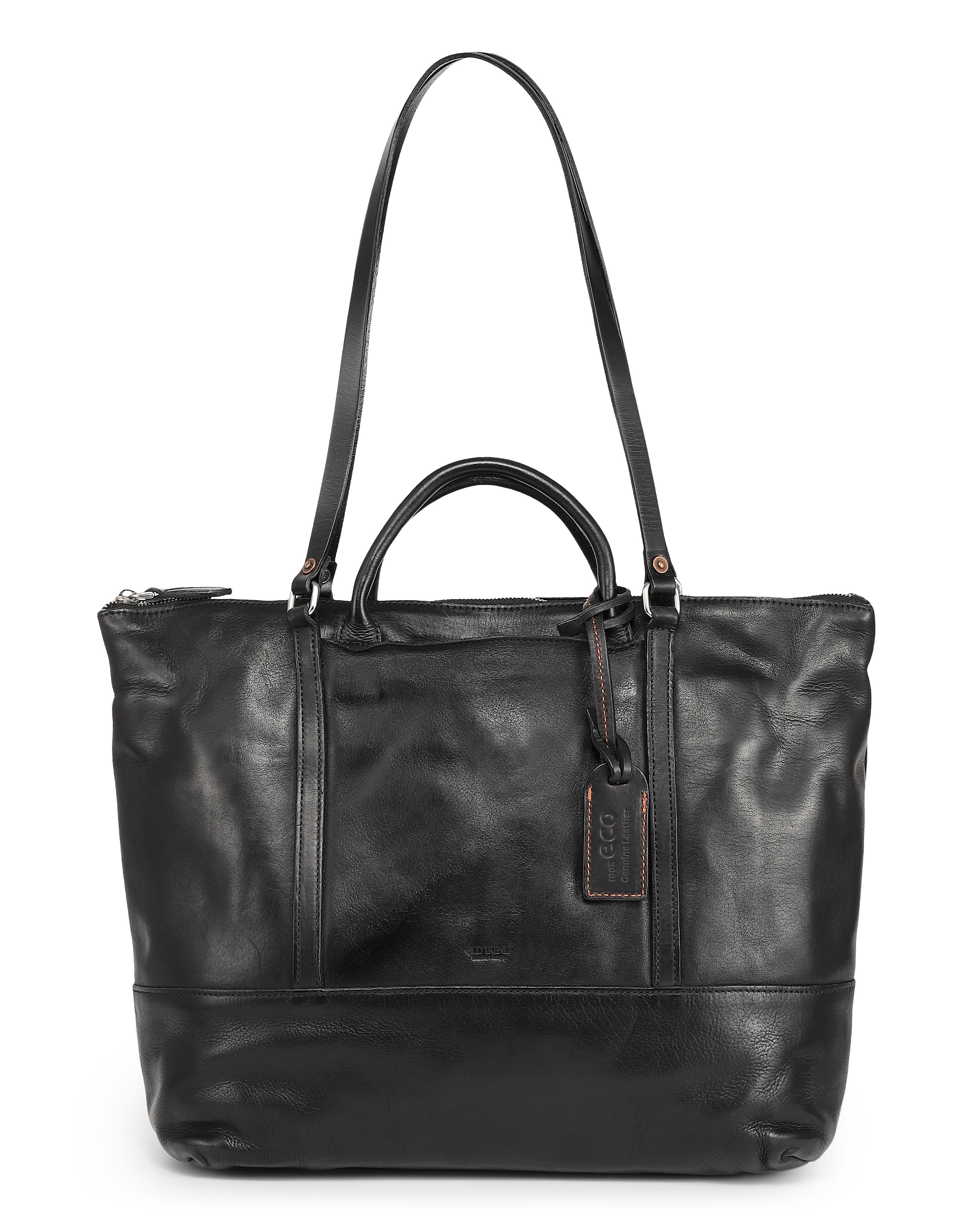 OLD TREND Crocus Genuine Leather Spacious Carryall Tote, Main, color, Black