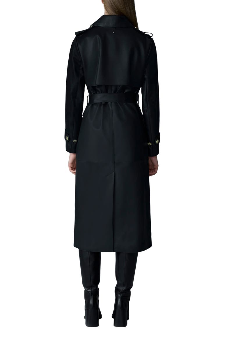 Gael-V Double Breasted Lambskin Leather Trench Coat, Alternate, color, BLACK-GOLD