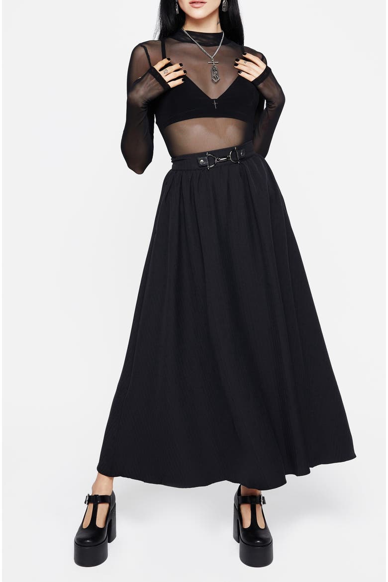 Haunted Maxi Herringbone Skirt, Alternate, color, Black