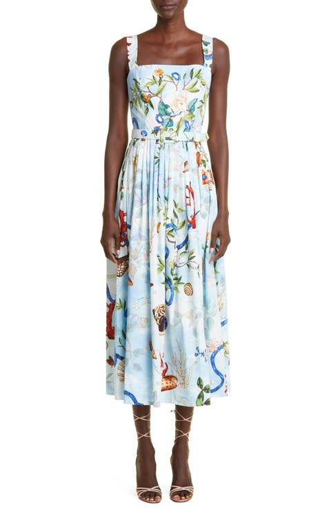 Pietre Dure Print Stretch Cotton Sundress