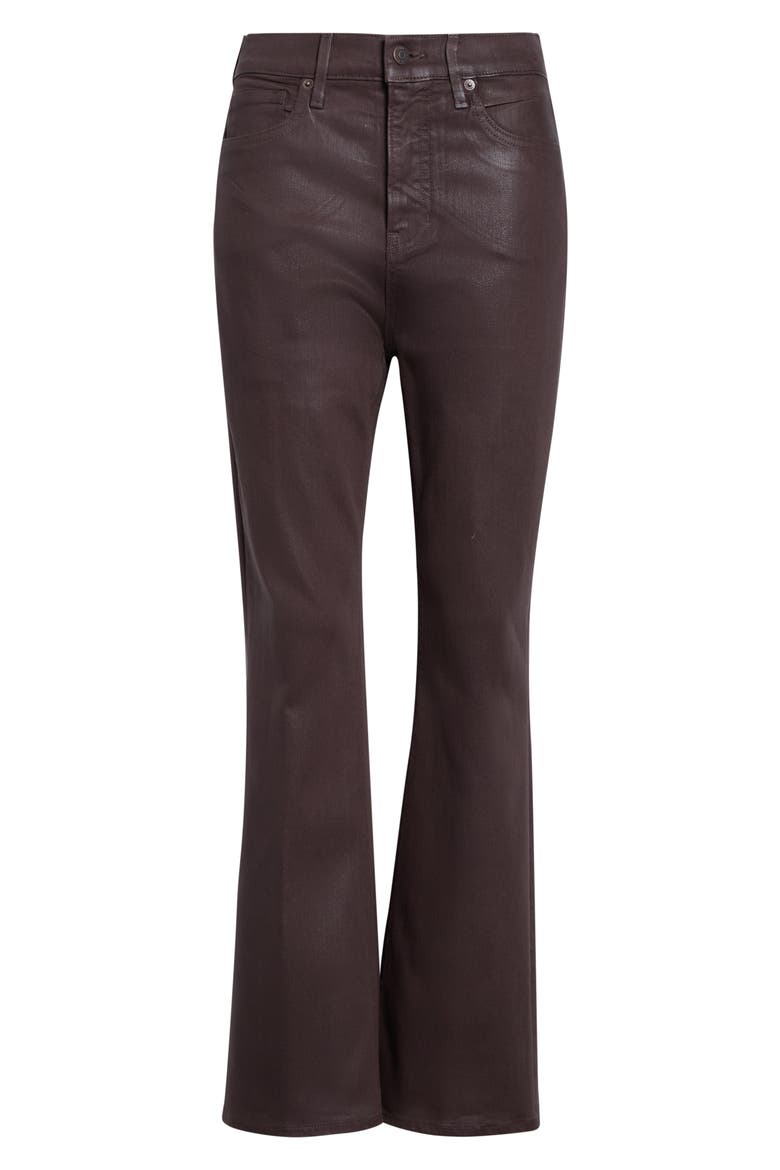 Carson High Waist Coated Ankle Flare Jeans, Main, color, ESPRESSO