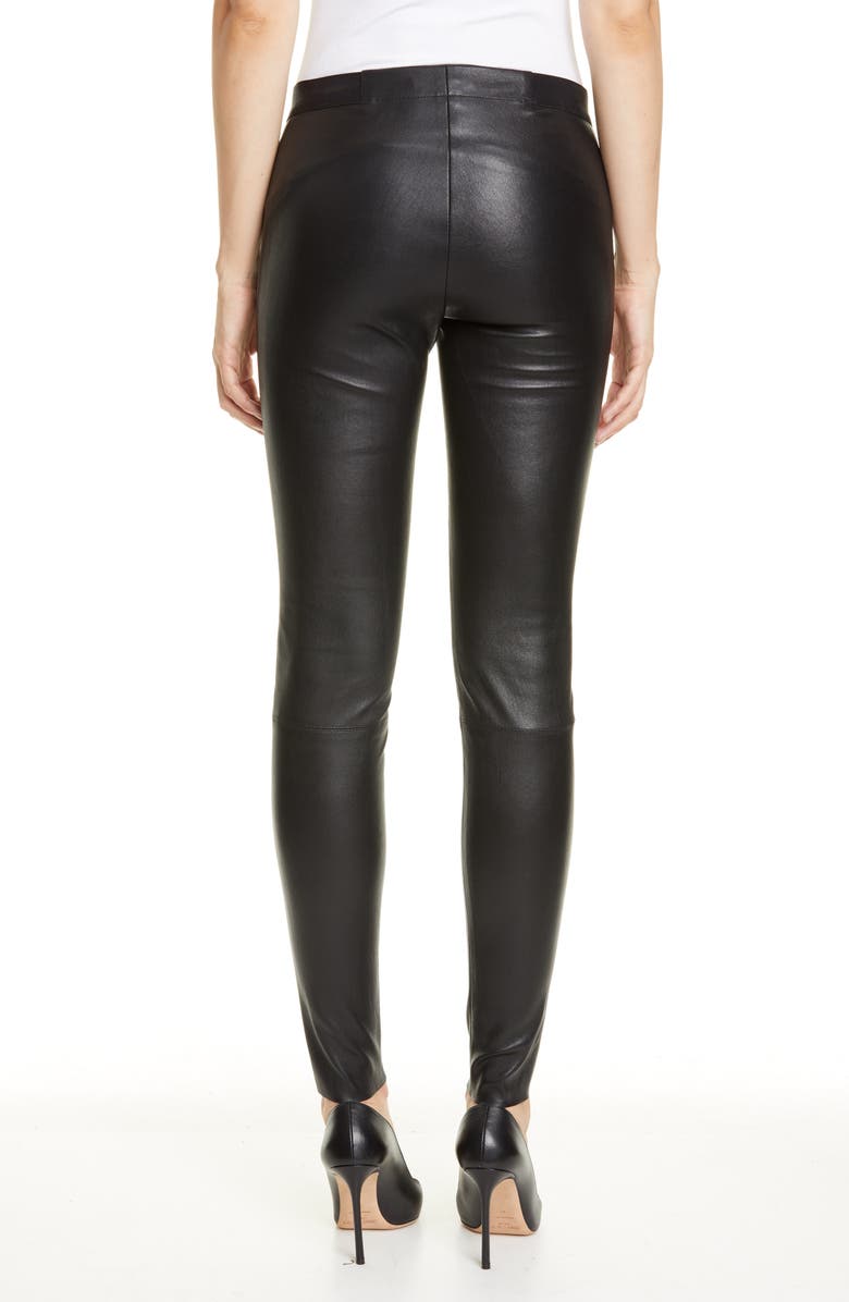 Alice + Olivia Leather Leggings, Alternate, color,