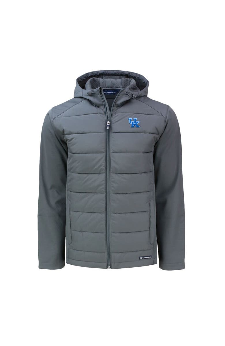 Cutter & Buck Men's Cutter & Buck Gray Kentucky Wildcats Big & Tall Evoke Hybrid Eco Softshell Recycled Full-Zip Hoodie, Alternate, color,