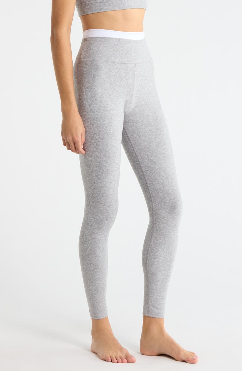 Beyond Yoga Space Dye High Waist Midi Leggings, Alternate, color, Silver Mist