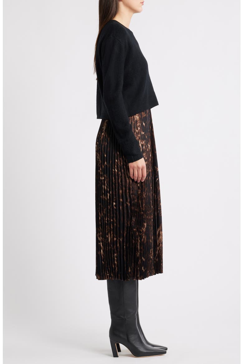 Mixed Media Long Sleeve Dress, Alternate, color, RICH BLACK 060