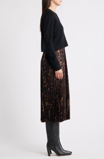Mixed Media Long Sleeve Dress