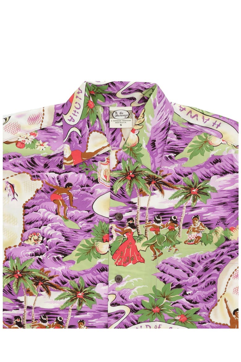 Tropical Hawaiian Short Sleeve Shirt, Alternate, color, Violet
