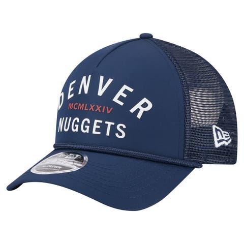 Men's New Era  Navy Denver Nuggets Minimalist A-Frame 9FORTY Trucker Hat