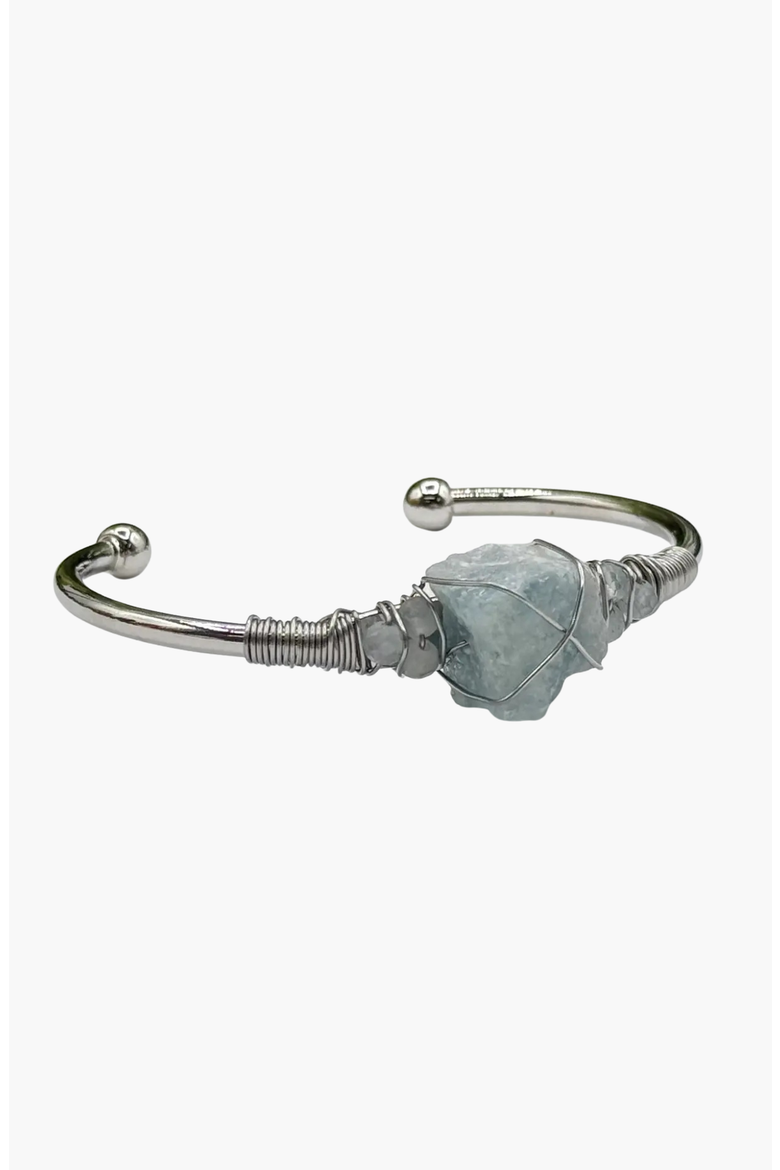 Gemstone Wire-Wrapped Bracelet, Main, color, Aquamarine