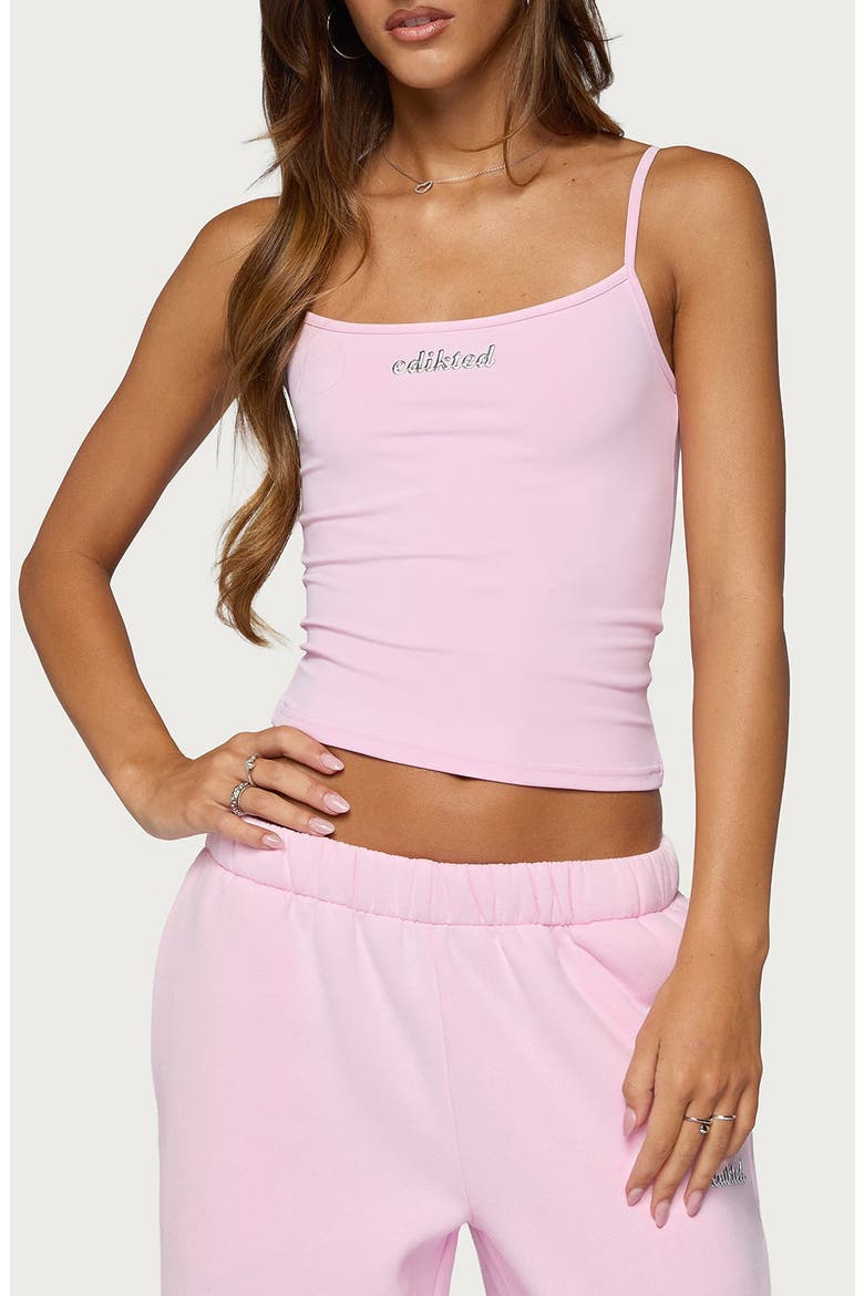 Diva Logo Stretch Tank Top, Main, color, LIGHT-PINK