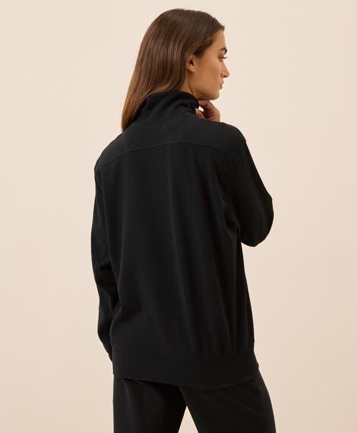Pact Organic Cotton Cloudknit Quarter Zip In Black