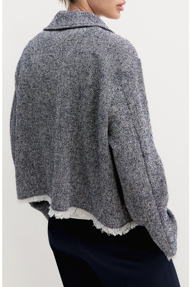 Emmgettito Fringed Basketweave Jacket, Alternate, color, NAVY TWILL