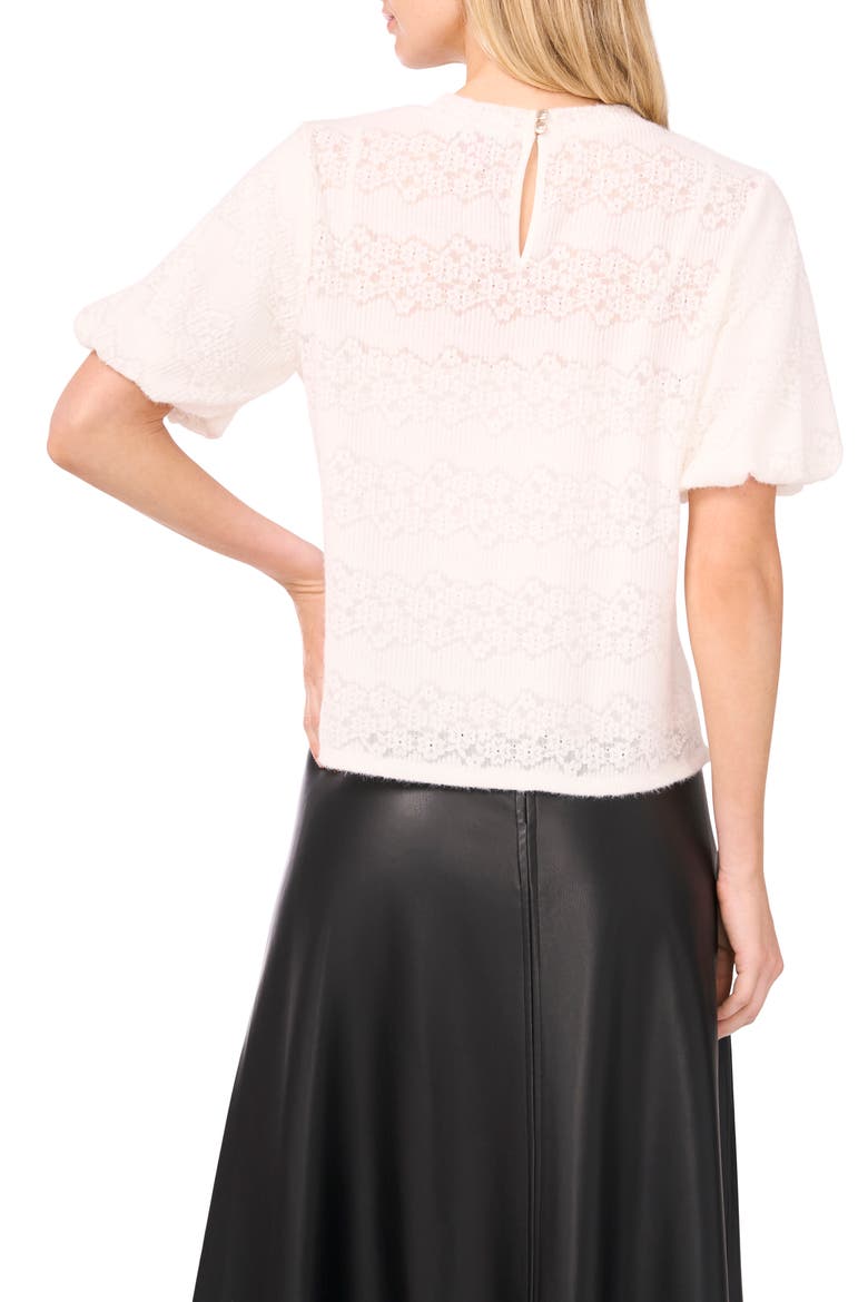 Floral Detail Puff Sleeve Sweater, Alternate, color, NEW IVORY