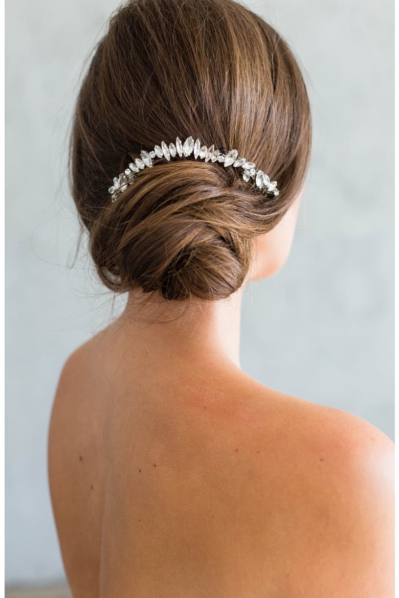 Harlow Crystal Crown Comb, Alternate, color, CLASSIC SILVER