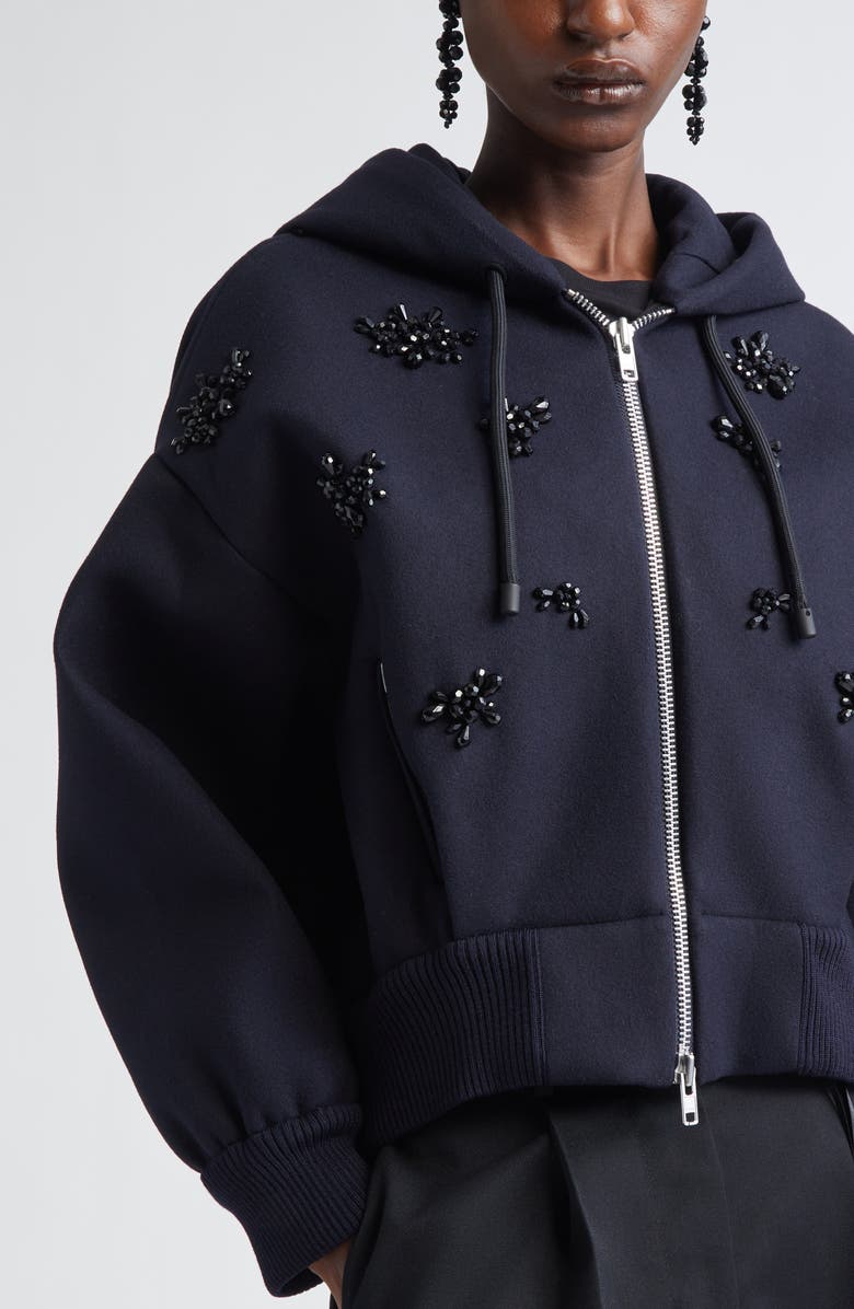 Simone Rocha Crystal Embellished Hooded Jacket, Alternate, color, Navy/ Jet