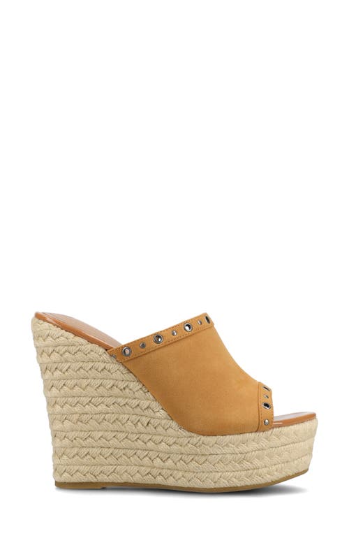 Journee Collection Yari Platform Wedge Espadrille Sandal In Cognac