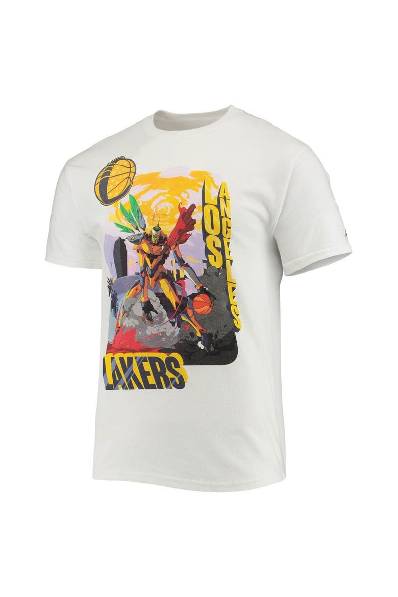Men's NBA x McFlyy White Los Angeles Lakers Identify Artist Series T-Shirt, Alternate, color, White