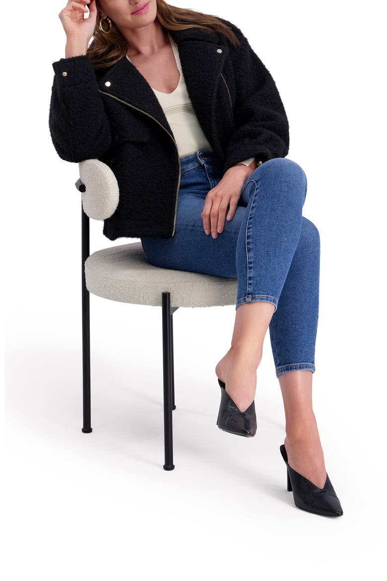 Bouclé Moto Jacket, Alternate, color, BLACK