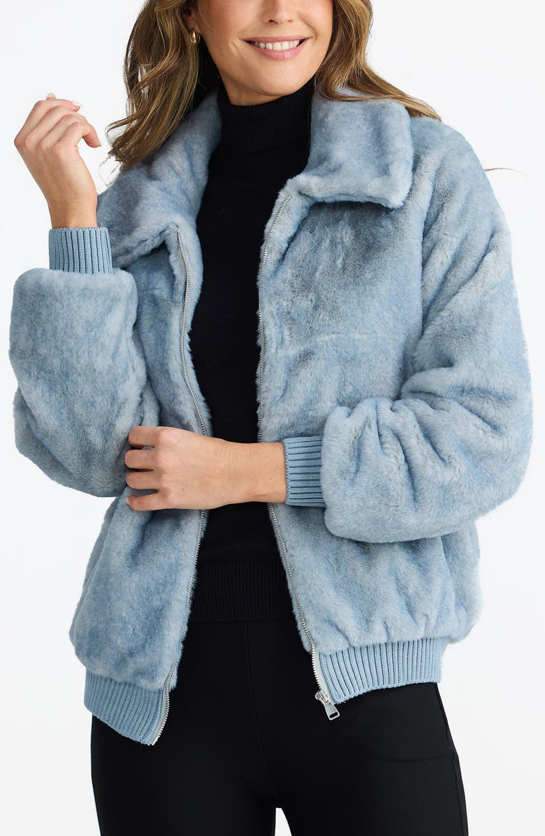 Brave+True Celeste Faux Fur Bomber Jacket, Alternate, color, Storm