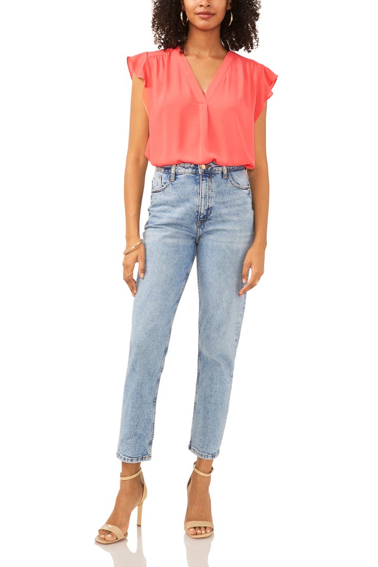 Flutter Sleeve Top, Alternate, color, PINK ALLURE