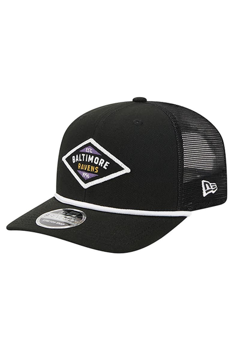 Men's New Era  Black Baltimore Ravens Team 9SEVENTY Adjustable Hat, Main, color, Black