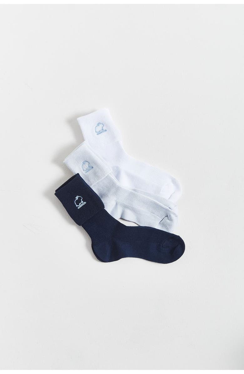 Babycottons Premium Cotton Logo Sock 3-Pack for Infant, Alternate, color, Navy