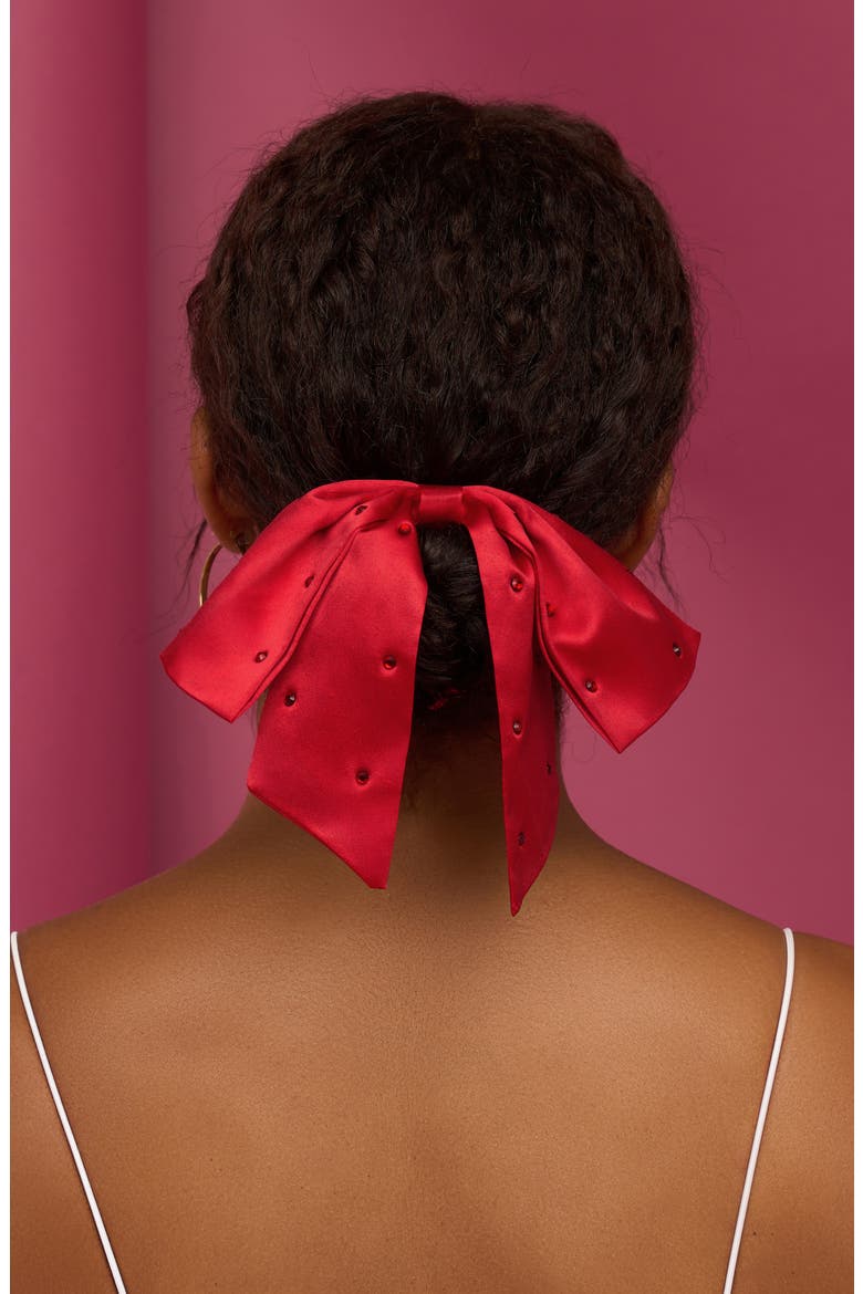 Satin Rhinestone Bow Scrunchie (Limited Edition), Alternate, color, NO COLOR