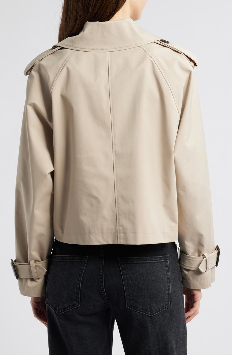 BCBG Max Azria Double Breasted Crop Trench Coat, Alternate, color, Sand