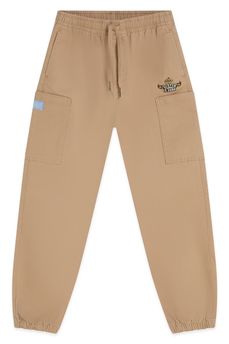 Kids' Cotton Stretch Twill Joggers, Main, color, BROWN/ GOLD