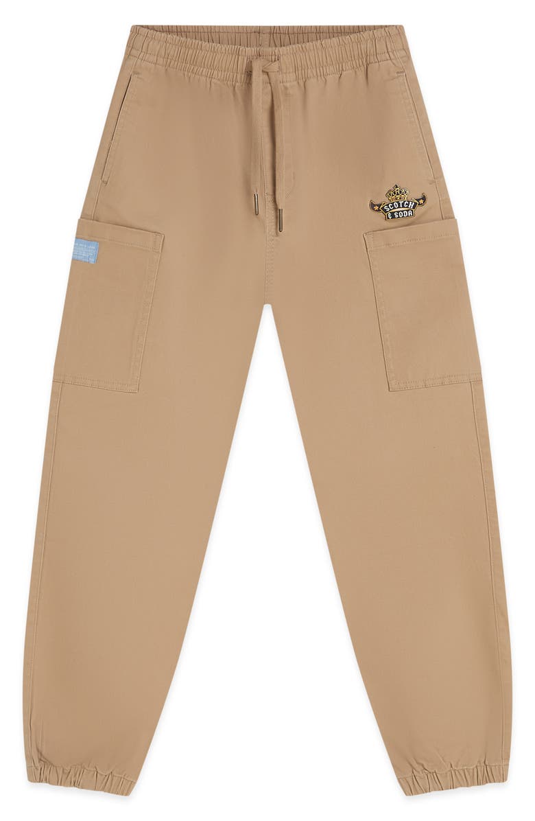 Scotch & Soda Kids' Cotton Stretch Twill Joggers, Main, color, Brown/ Gold