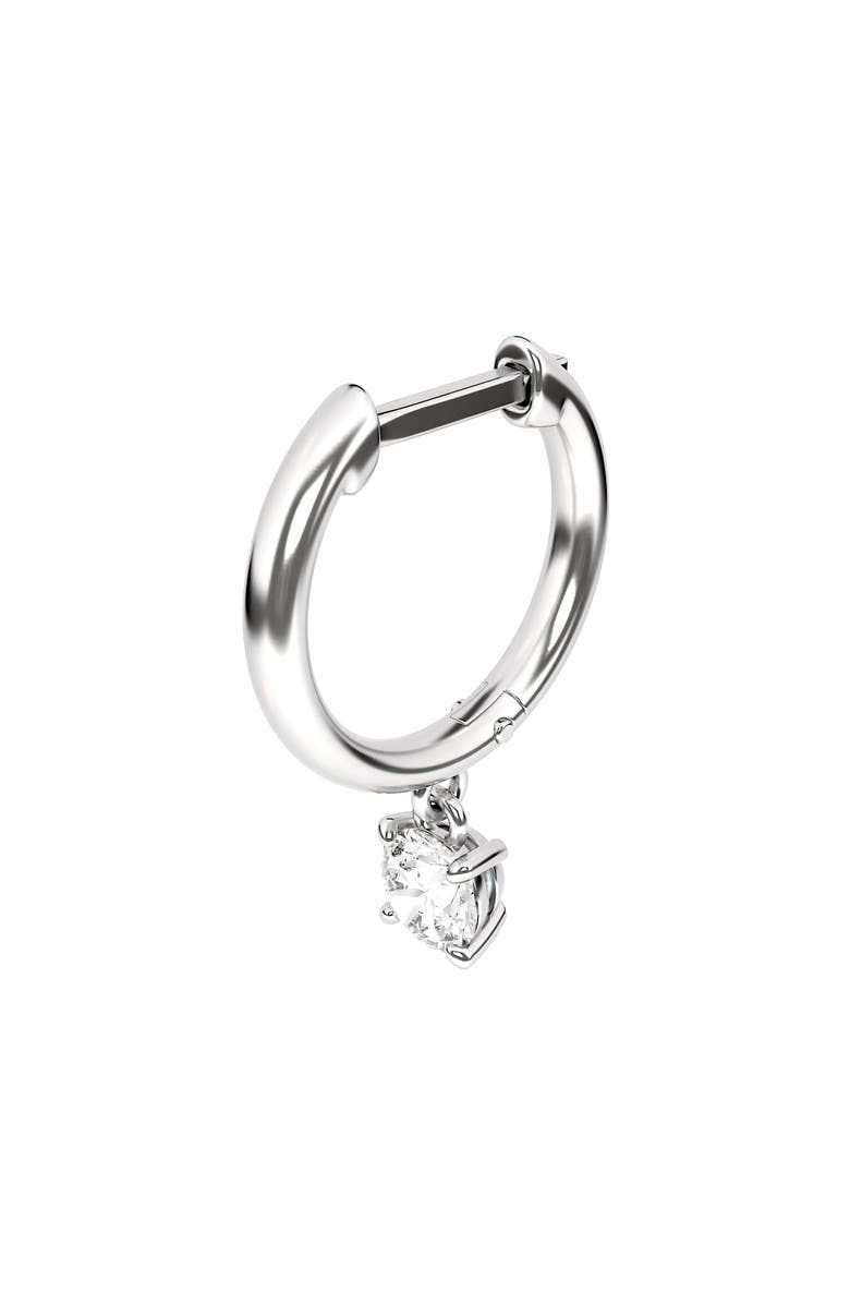 HauteCarat Lab Created Diamond Drop Huggie Hoop Earrings, Alternate, color, 18K White Gold