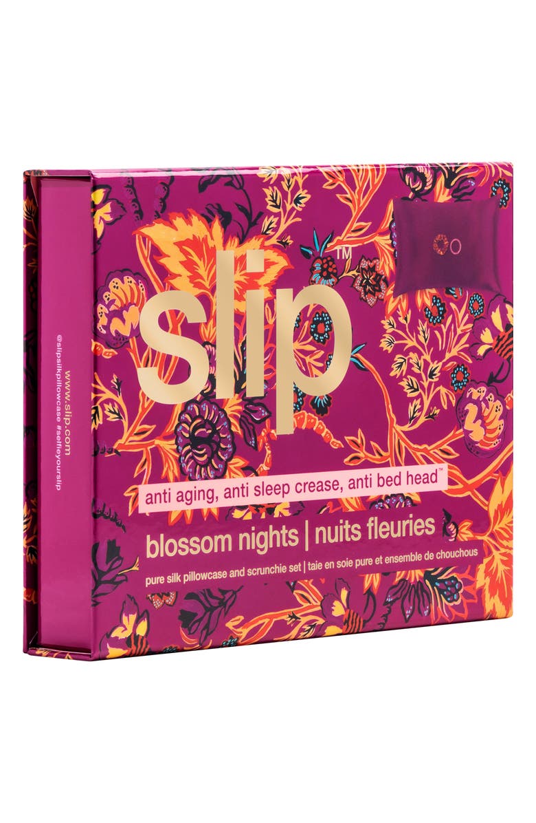 slip Blossom Nights Pillowcase & Scrunchies Set USD $108 Value, Alternate, color, Blossom Nights