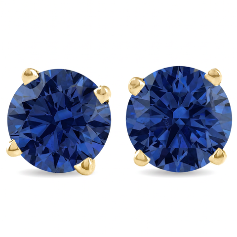 Certified 2-6Ct TW Blue Sapphire Studs 14k Gold Lab Grown