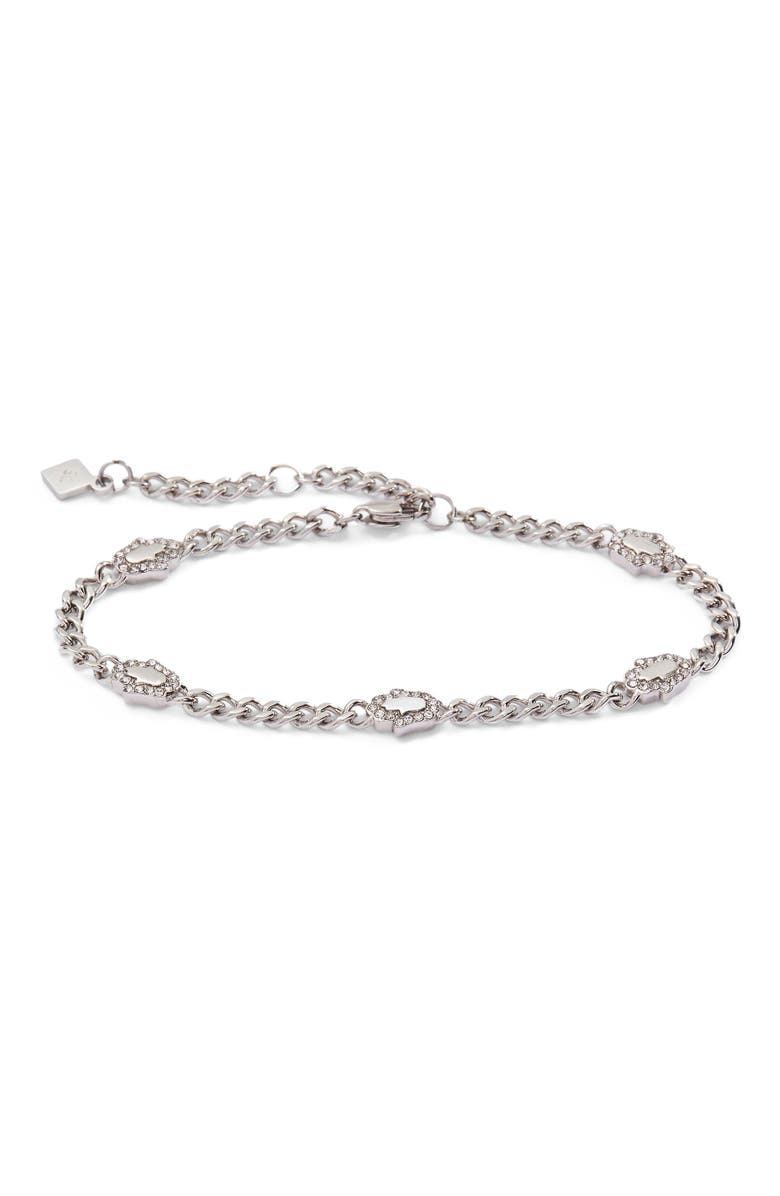 Alex and Ani Hamsa Curb Chain Bracelet, Main, color, Silver