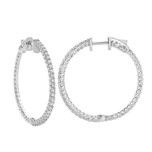 Luvmyjewelry Sepharna 14k Gold Diamond Hoop Earrings In 14k White Gold