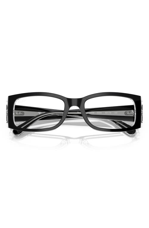 Ray Ban Ray-ban 52mm Square Optical Glasses In Transparent Grey