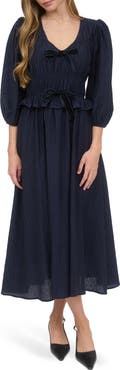 AUGUST SKY Three-Quarter Sleeve Maxi Dress
