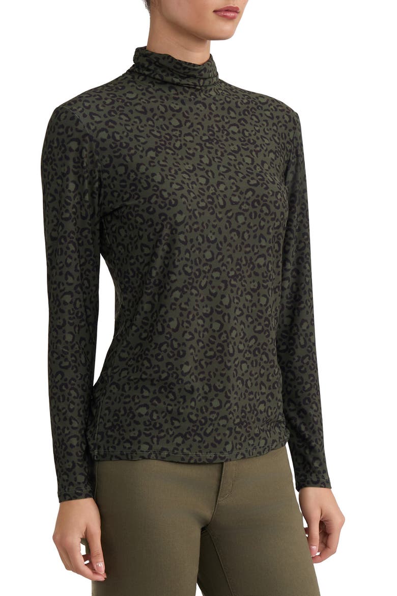 Shirred Neck Long Sleeve Top, Alternate, color, JASPER GREEN MULTI