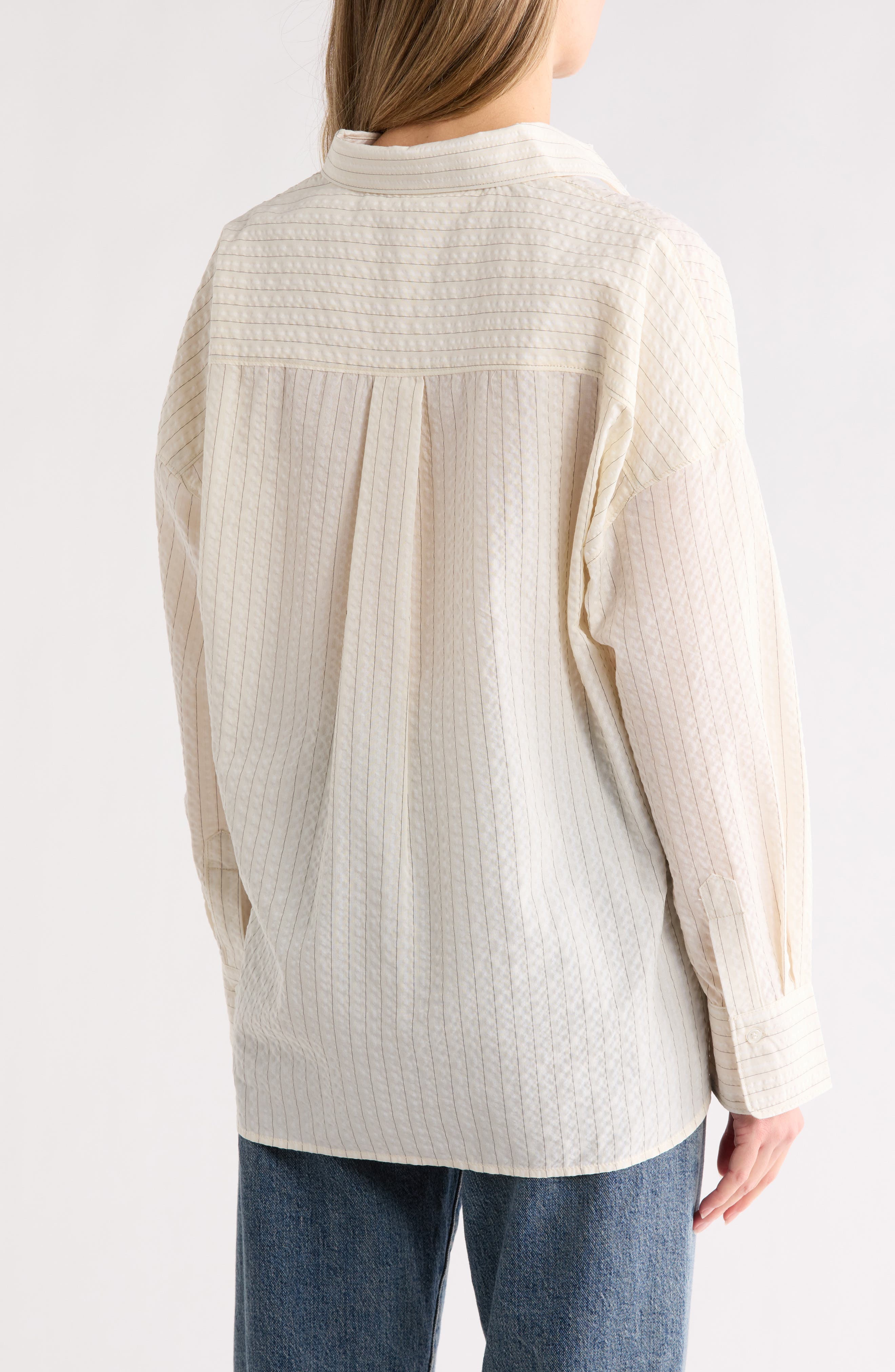 Oversize Stripe Button-Up Shirt - image 2