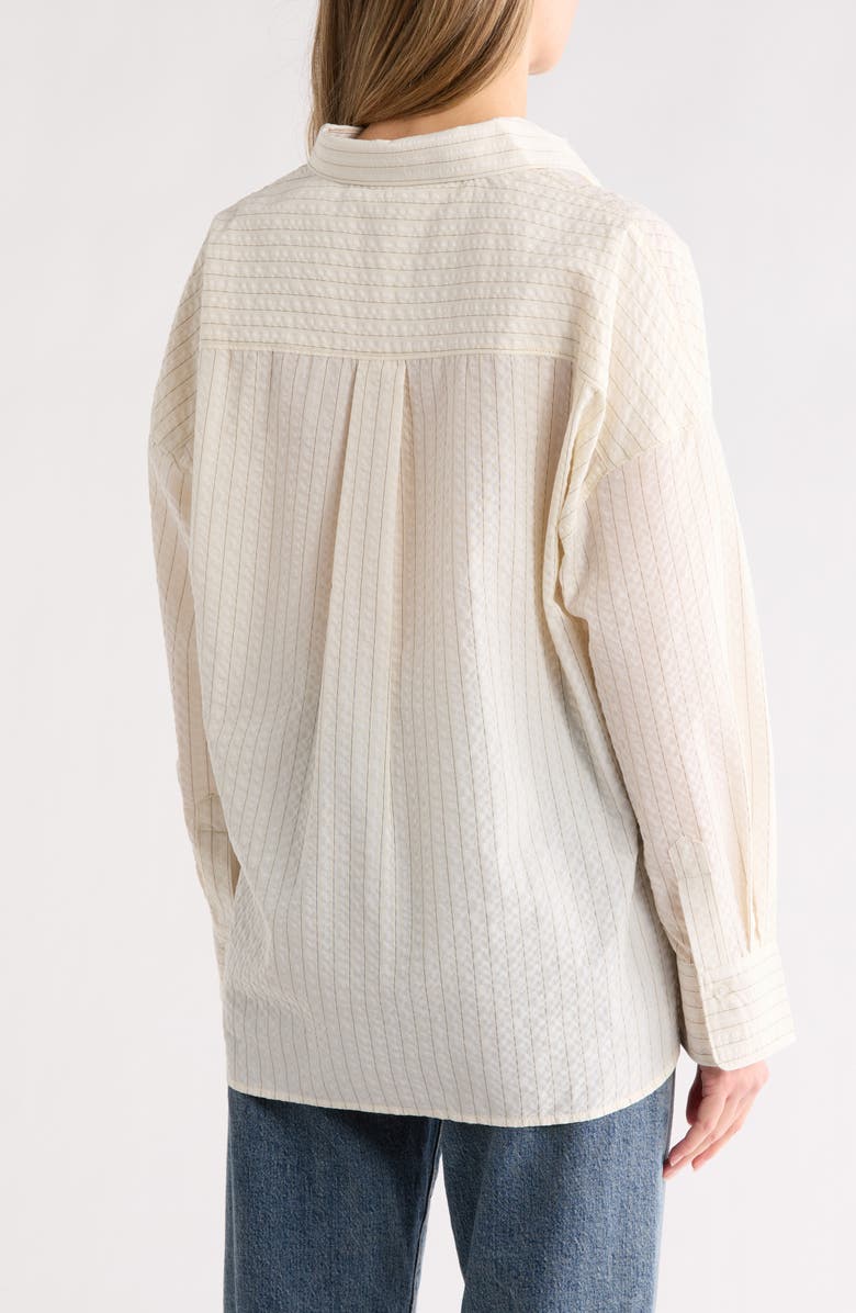 MAX STUDIO Oversize Stripe Button-Up Shirt, Alternate, color, Ecru/ Black Shadow Stripe