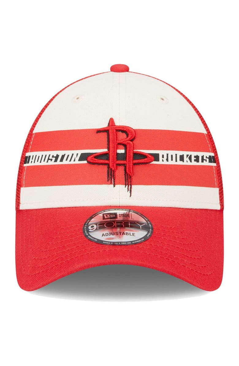 New Era Men's New Era Houston Rockets Red Stripes 9FORTY Trucker Snapback Hat, Alternate, color, 