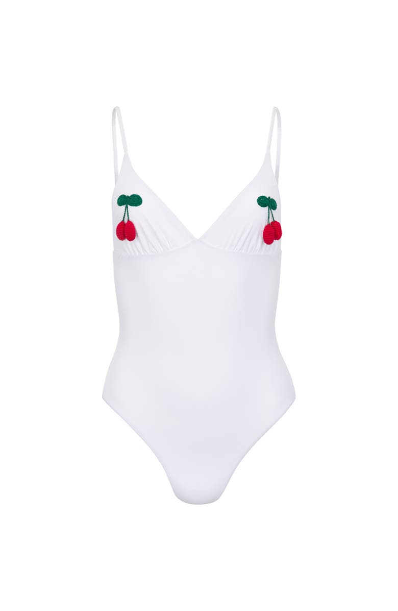 TABACARU Catherine Cherries One-Piece Swimsuit, Alternate, color, White