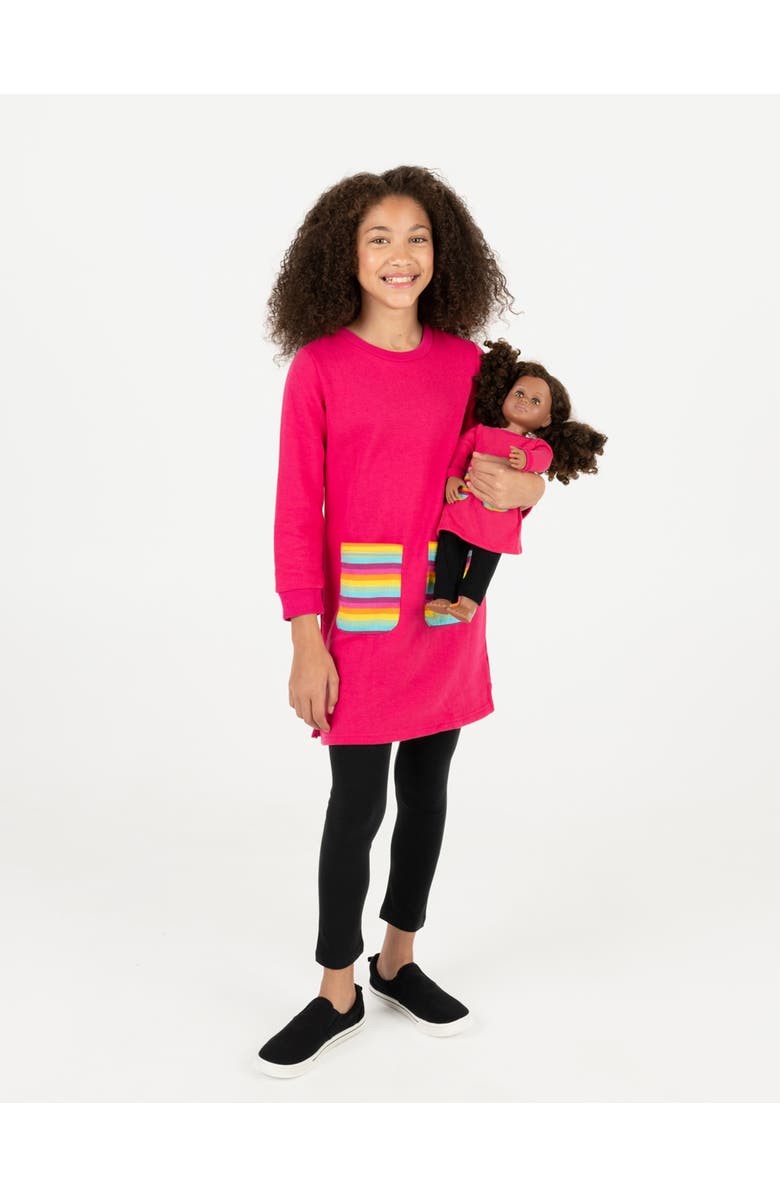 Leveret Girls Sweatshirt Dress with Matching Doll Dress, Main, color, Pink