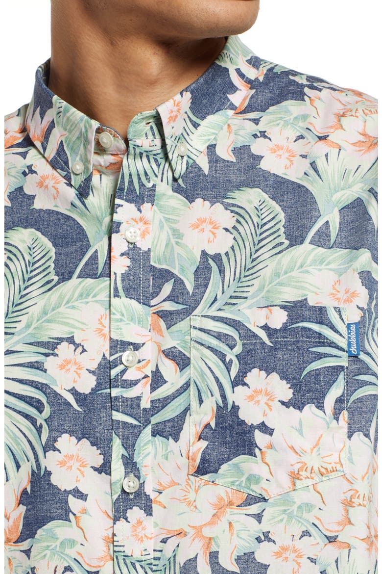 The Resort Wear Floral Short Sleeve Button-Down Shirt, Alternate, color, NAVY