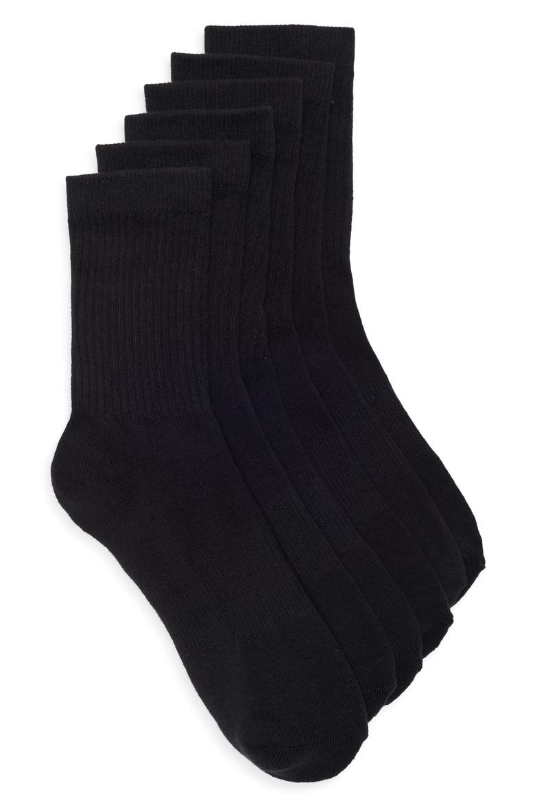 Everyday 3-Pack Demi Crew Socks, Main, color, BLACK