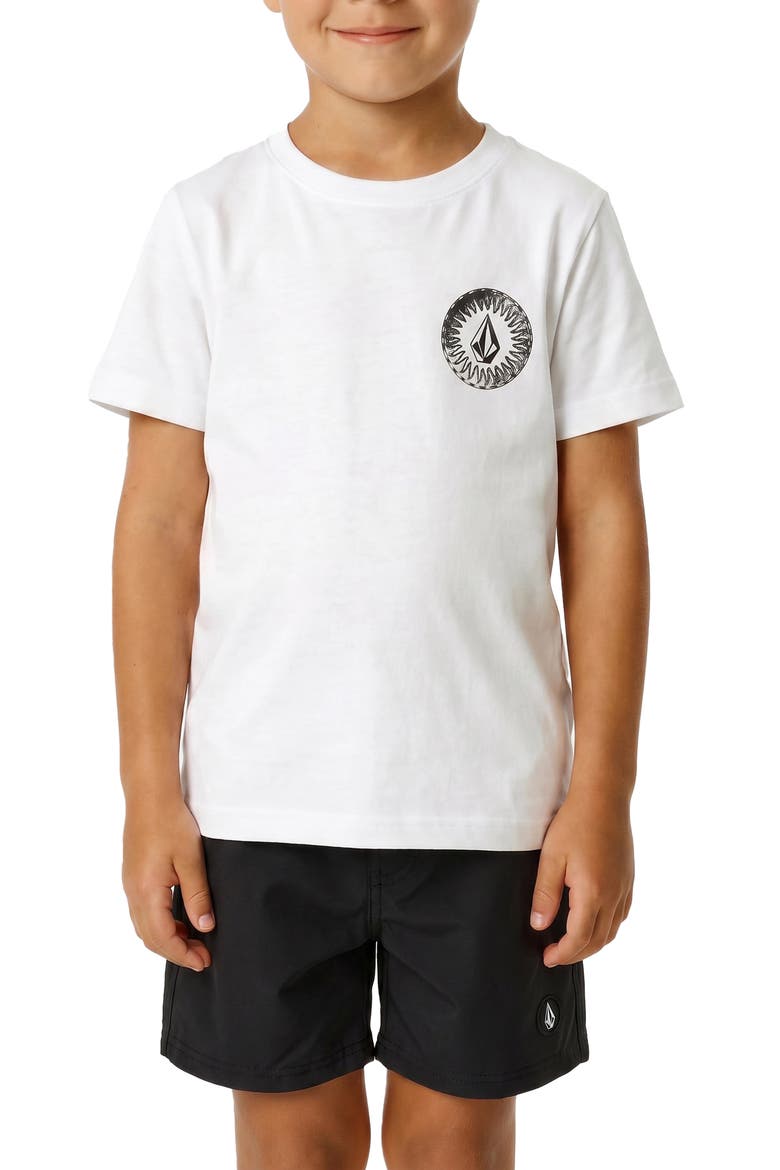 Kids' Ombré Stone Rashguard T-Shirt & Swim Shorts Set, Main, color, WHITE