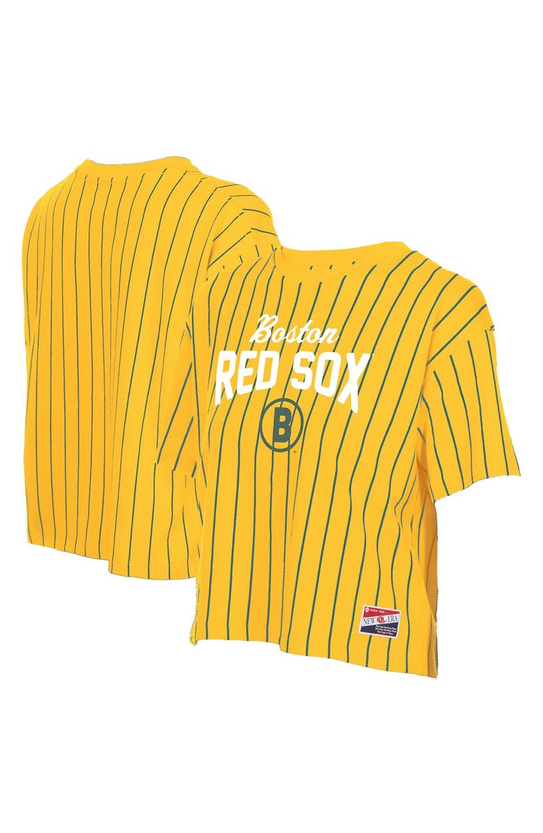 New Era Women's New Era  Yellow Boston Red Sox 2025 City Connect Pinstripe T-Shirt, Alternate, color, Yellow
