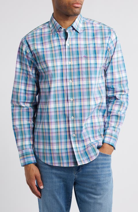 Sarasota Los Reyes Plaid Performance Button-Up Shirt (Big & Tall)