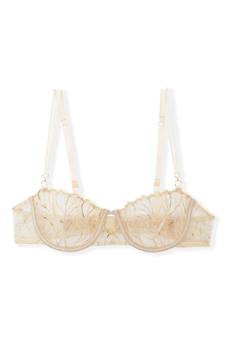 Envolee N°9 Embroidered Underwire Bra, Alternate, color, BEIGE/ GOLD